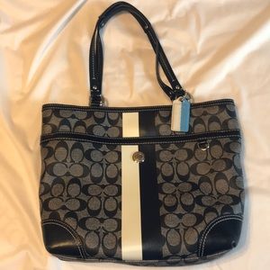 Black and gray canvas Coach handbag